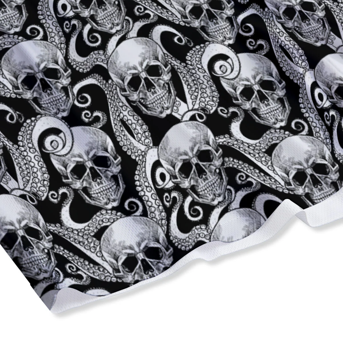 Skull Octopus Tentacles Print Pattern Mesh Shorts - Image 4