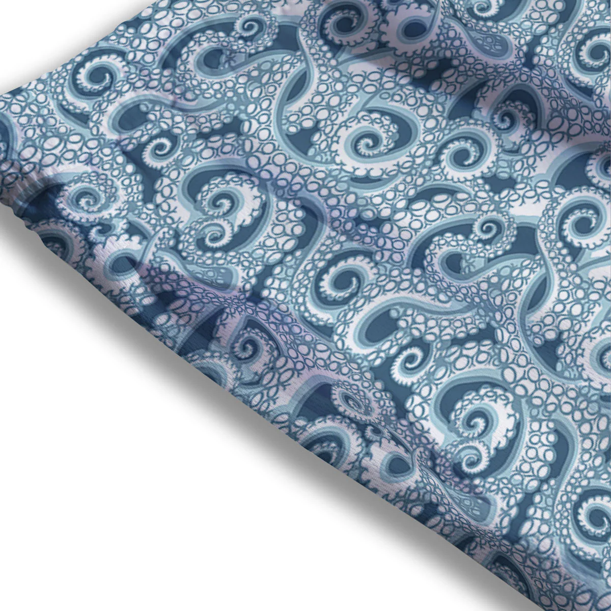 Tentacles Octopus Blue Print Pattern Mesh Shorts - Image 3