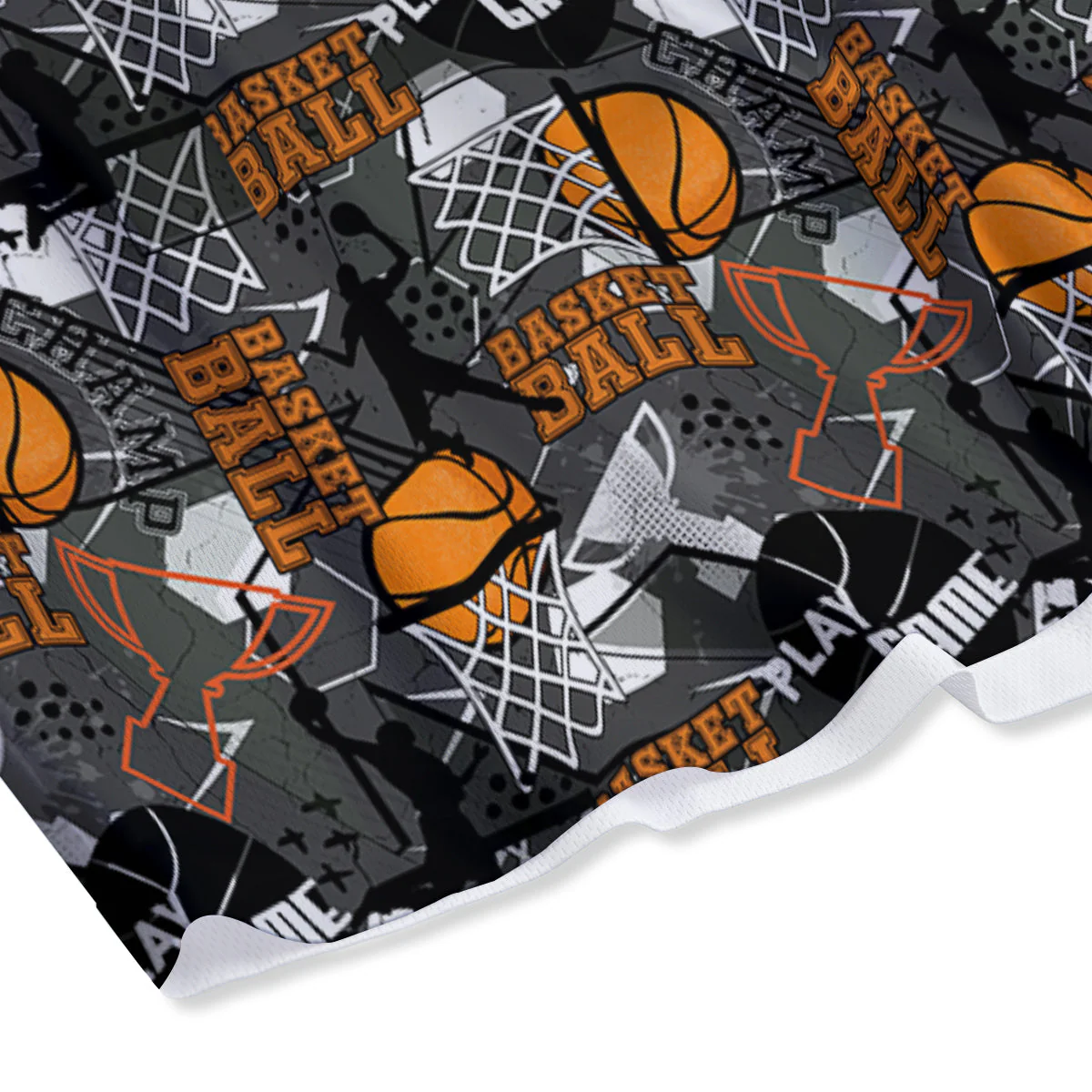 Theme Basketball Print Pattern Mesh Shorts - Image 4