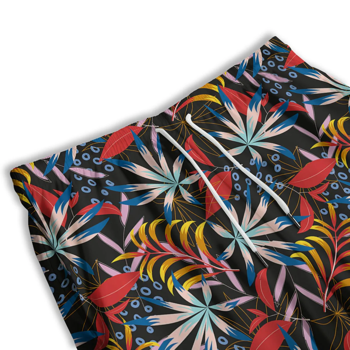 Tropical Floral Retro Hawaiian Print Pattern Men's Athletic Shorts - Image 3