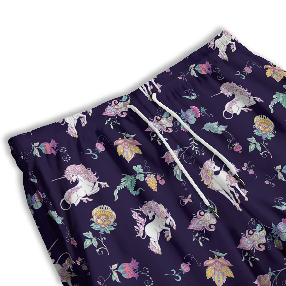 Unicorn Night Floral Print Pattern Men's Athletic Shorts - Image 3